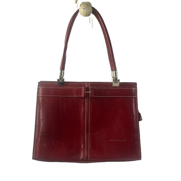 Vintage Conte Di Cavour Italy red Leather Satchel - Picture 1 of 14